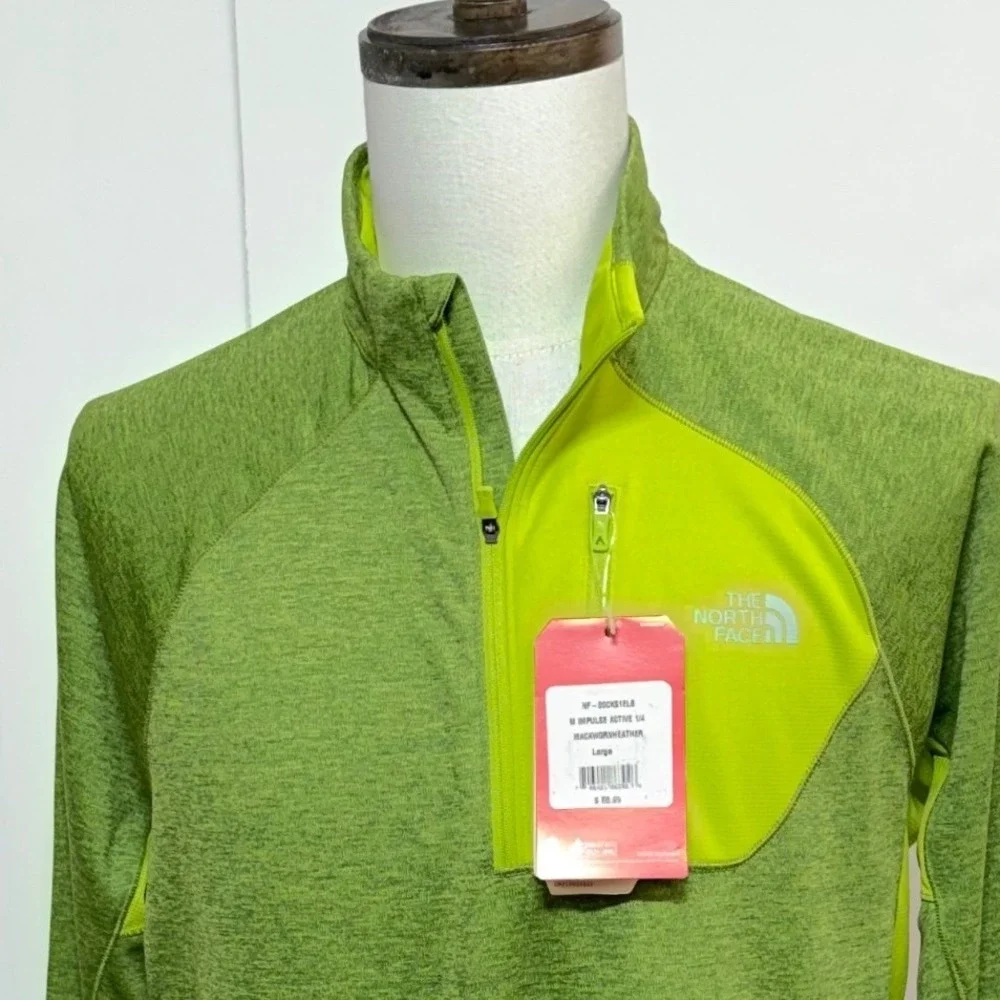 North Face 1/4 Zip Pullover‎ Mens Large Green Active Impulse FlashDry NEW